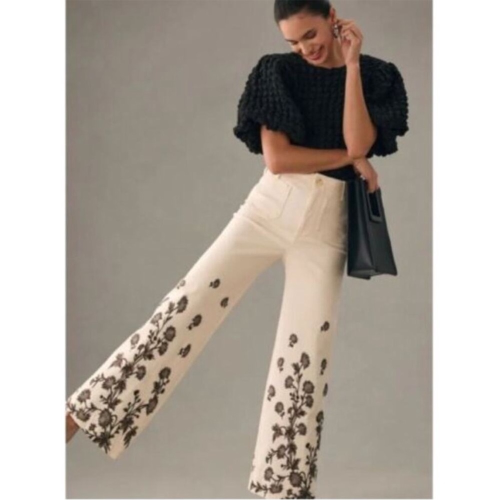 Anthropologie Floral Denim Maeve Colette Pant